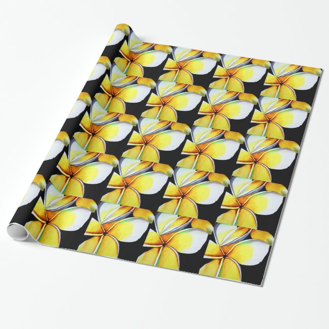 Tropical Yellow Frangipani Blume Originale Kunst Geschenkpapier (Ungerollt)