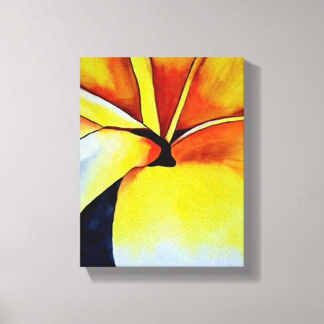 Tropical Yellow Frangipani Blume Originale Kunst Leinwanddruck (Vorderseite)