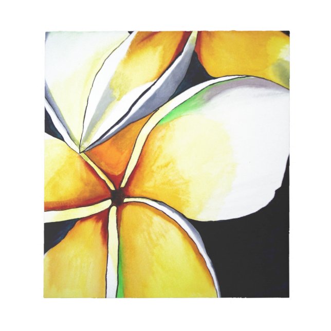 Tropical Yellow Frangipani Blume Originale Kunst Notizblock (Vorderseite)