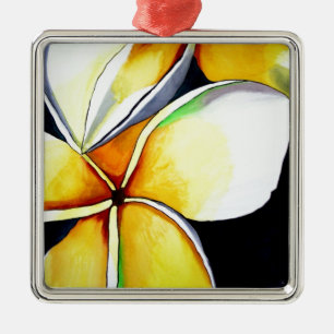 Tropical Yellow Frangipani Blume Originale Kunst Ornament Aus Metall