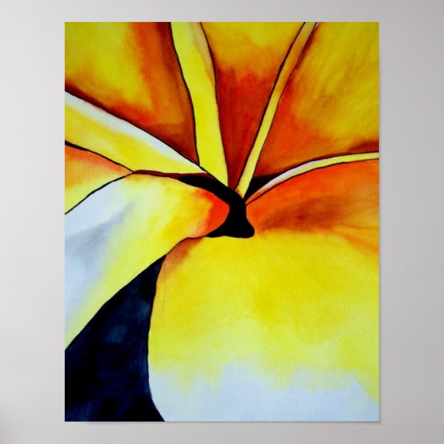 Tropical Yellow Frangipani Blume Originale Kunst Poster (Vorne)