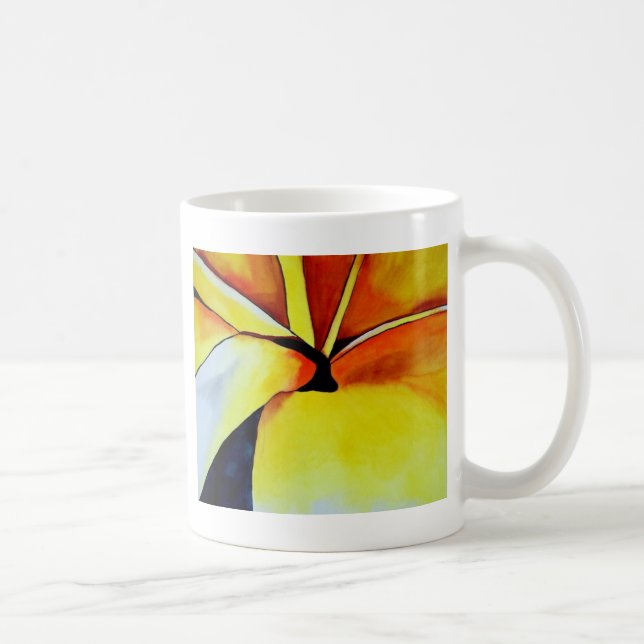 Tropical Yellow Frangipani Blume Originale Kunst Tasse (Rechts)