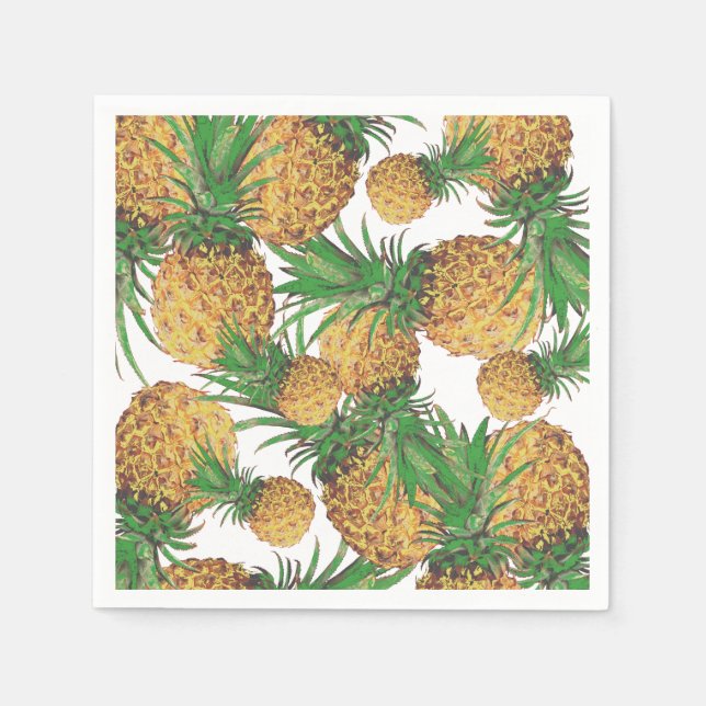 Tropical Yummy Pineapples Musterpapier Napkin Serviette (Vorderseite)