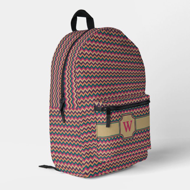 Tropical Zigzag Bedruckter Rucksack (Rückseitige Ecke links)