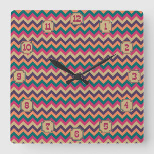 Tropical Zigzag Clock Quadratische Wanduhr