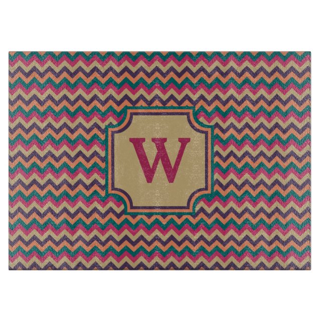 Tropical Zigzag Glas Cutting Board Schneidebrett (Vorderseite)