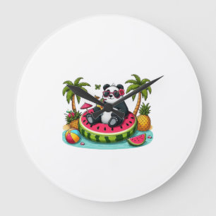 Tropicale Panda-Wanduhr – Sommerliche Fun-Atmosphä Große Wanduhr