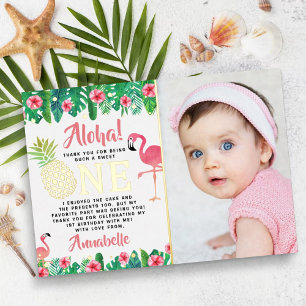 Tropicaler Sommer-Strand-Luau-Girl 1. Geburtstagsf Folieneinladung
