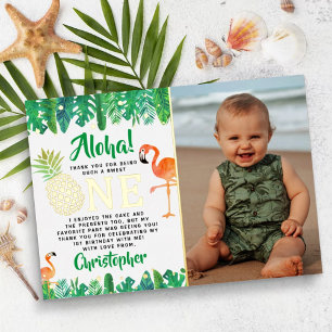 Tropicaler Sommer-Strand-Luau-Jungen 1. Geburtstag Folieneinladung