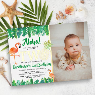Tropicaler Sommer-Strand-Luau-Jungen 2. Geburtstag Folieneinladung