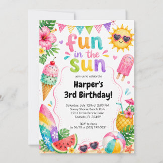 Tropicaler Sommergeburtstag - Spaß in der Sonne Einladung
