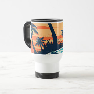 Tropicaler-Sonnenuntergangs-Strand-Kaffeebecher – Reisebecher