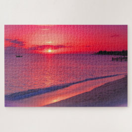 Tropicaler Sonnenuntergangs-Strand-Puzzle Puzzle