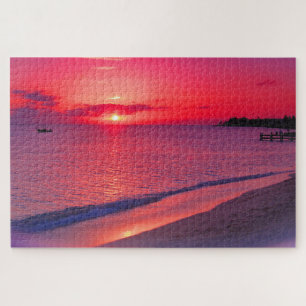 Tropicaler Sonnenuntergangs-Strand-Puzzle Puzzle