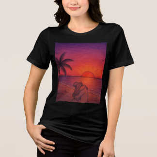 Tropicaler Sonnenuntergangs-Strand-T-Shirt | Ästhe Tri-Blend Shirt