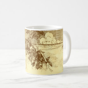 Tropicaler Strand Ätzung Vintage Palmen Tasse