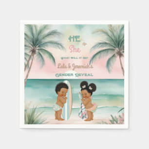 Tropicaler Strand Baby Geschlecht Enthüllung Blush Serviette