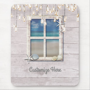 Tropicaler Strand Fenster Weiß Holz Elegant Chic Mousepad