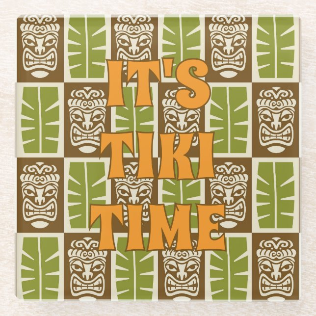 Tropicaler Tiki-Bar Tiki-Zeit Glasuntersetzer (Vorderseite)