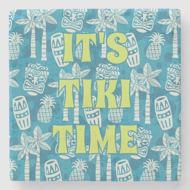 Tropicaler Tiki-Bar Tiki-Zeit Steinuntersetzer (Vorderseite)