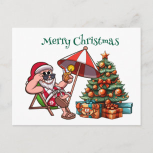 Tropicaler Weihnachtsmann Frohe Weihnachten  Postkarte