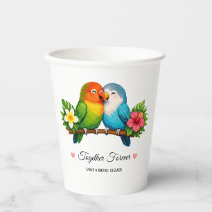 Tropicalische Liebesvögel Hochzeit für immer zusam Pappbecher