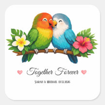 Tropicalische Liebesvögel Hochzeit Zusammen Für Im