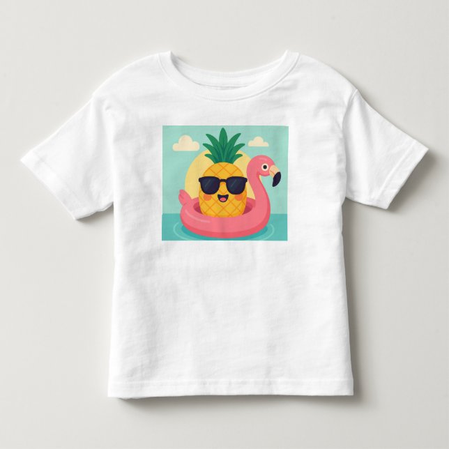 Tropicool-Ananas Flamingo Float Summer T - Shirt (Vorderseite)