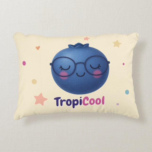 TropiCool Blueberry - Kawaii Fruit Dekokissen (Vorderseite)