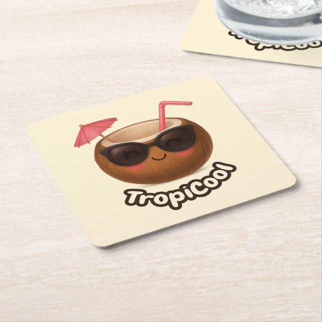 TropiCool Coconut - Fun Summer Paper Untersetzer (angewinkelt)