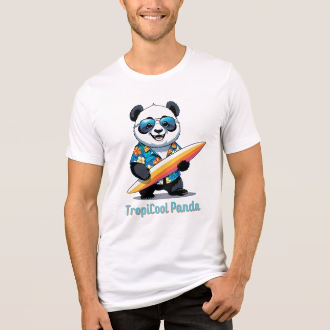 TropiCool Panda - Niedlicher Cartoon Panda - Hawai Tri-Blend Shirt (Vorderseite)