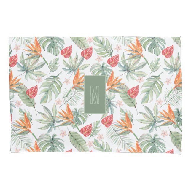 Tropics Blume Foliage Fantasy mit Monogram Kissenbezug (Vorderseite)