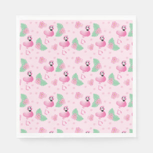 Tropics Flamingo Bird Blume Muster Tropical Pink Serviette