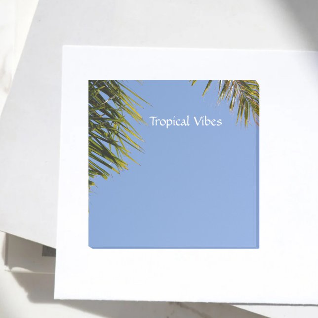 Tropics Palm Fronds Sky Blue individuell anpassbar Post-it Klebezettel (Von Creator hochgeladen)