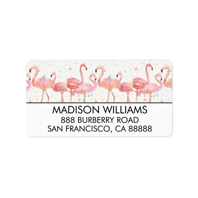 tropisch | Ansammlung Flamingos Adressaufkleber (Vorne)