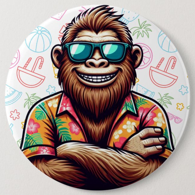 Tropisch/Beach yeti/bigfoot Button (Vorderseite)