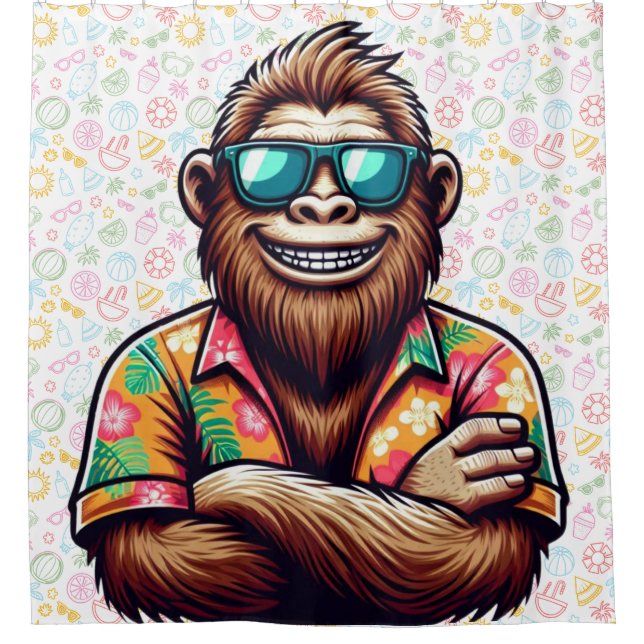 Tropisch/Beach yeti/bigfoot Duschvorhang (Vorderseite)
