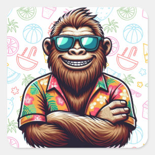 Tropisch/Beach yeti/bigfoot Quadratischer Aufkleber