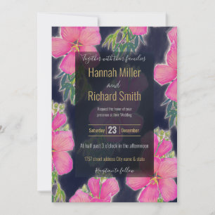 Tropisch Blau-Rosa-Hibiskus Blume Malerei