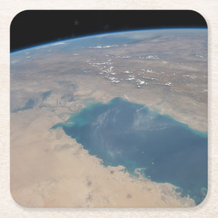 Tropisch blaue Gewässer des Persischen Golfs. Rechteckiger Pappuntersetzer