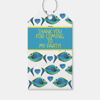 Tropisch blauer Fisch und Herz Geschenkanhänger