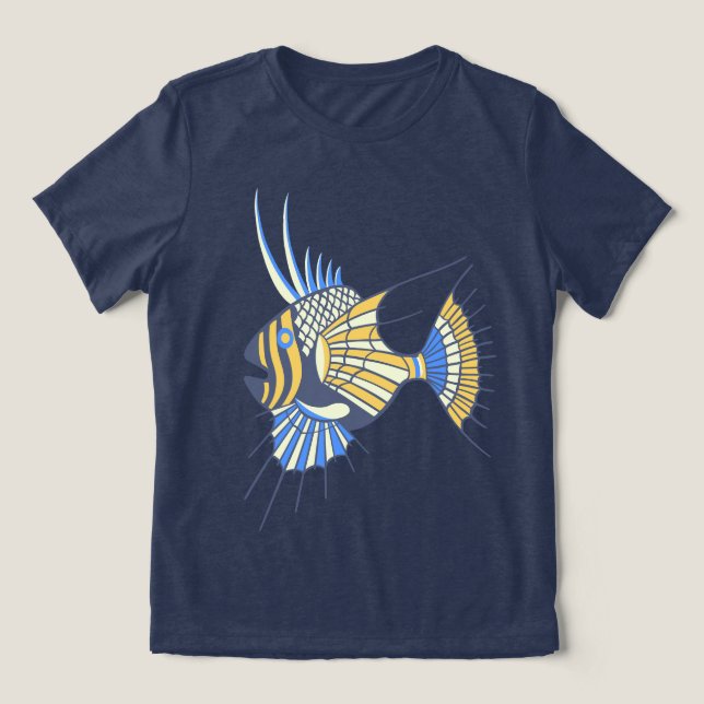 Tropisch Blauer Gelber Wasserfisch Tri-Blend Shirt (Design Vorderseite)