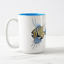 Tropisch Blauer Gelber Wasserfisch Zweifarbige Tasse