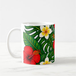Tropisch Blumig mit Hibiskus und Plumeria Kaffeetasse