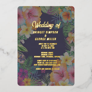 Tropisch bunter Hibiskus hawaiianische Sommerhochz Folieneinladung