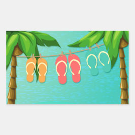 Tropisch drehen Sie Reinfälle um Rechteckiger Aufkleber