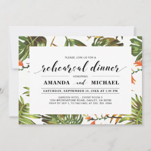 Tropisch   Einfache moderne Hochzeitsprobe Dinner Einladung
