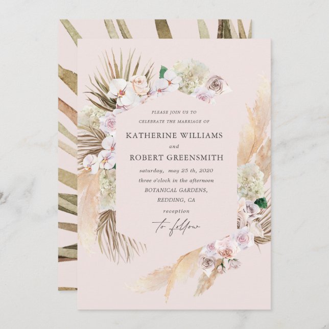 Tropisch-elegante Blumenzettel Einladung (Vorne/Hinten)