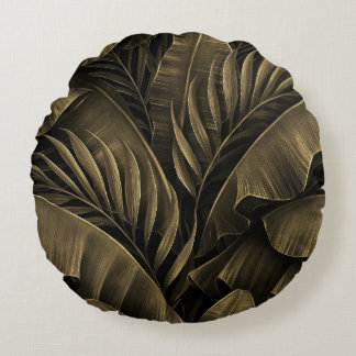 Tropisch Exotisch: Grunge Golden Nature Rundes Kissen