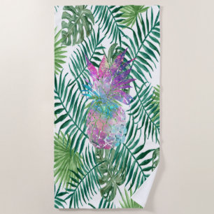 Tropisch exotisch, Palmblättrige Blätter, Ananas Strandtuch